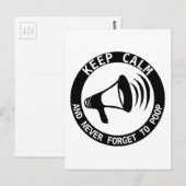 Carte Postale Mégaphone : Restez Calme Et N'Oubliez Jamais (Devant / Derrière)