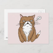Carte Postale Meh Dessin de chat grumpy (Devant / Derrière)