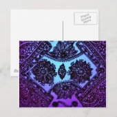 Carte Postale Mehndi Henna Blue Mix (Devant / Derrière)