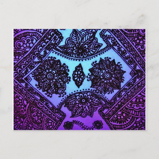 Carte Postale Mehndi Henna Blue Mix (Devant)