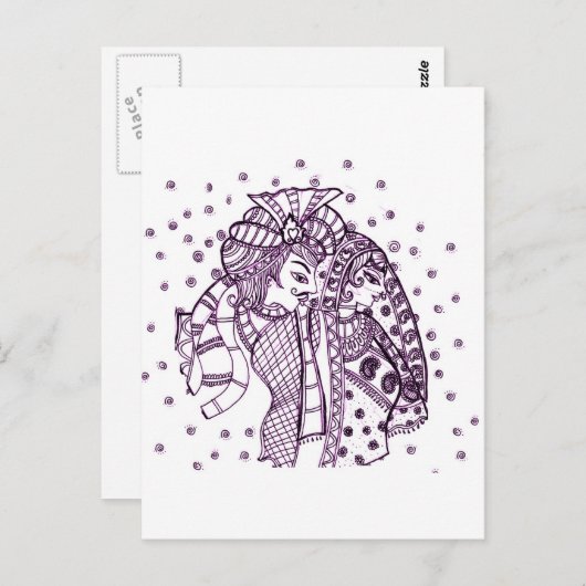 Carte Postale mehndi-Mariage asiatique (Devant / Derrière)