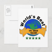 Carte Postale Meilleur 5e Monde. Enseignant (Devant / Derrière)