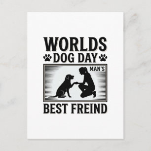 Carte Postale Meilleur Ami de l'Homme Jour de Chien Vintage