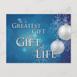 Carte Postale Meilleur cadeau, Don de vie, donateur, Noël