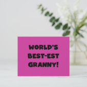 Carte Postale Meilleur cadeau Granny Black Text Tshirts du monde (Debout devant)