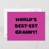 Carte Postale Meilleur cadeau Granny Black Text Tshirts du monde (Devant / Derrière)