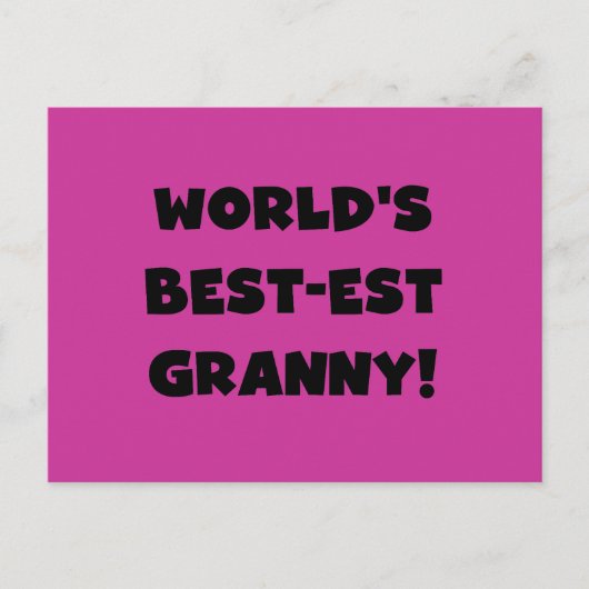 Carte Postale Meilleur cadeau Granny Black Text Tshirts du monde (Devant)
