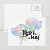 Carte Postale Meilleur Chien "coloré" (Devant / Derrière)