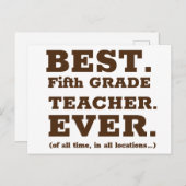 Carte Postale Meilleur Enseignant de 5e année jamais (Devant / Derrière)