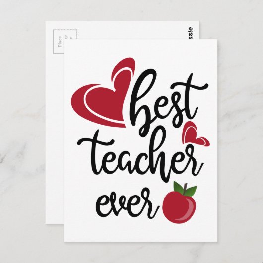 Carte Postale Meilleur enseignant de typographie (Devant / Derrière)