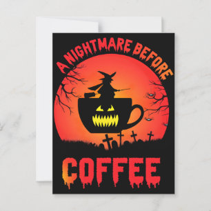 Carte Postale Meilleur Halloween café Éffrayant brasse et caféin