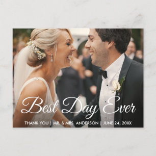 Carte Postale Meilleur jour de mariage photo remerciement