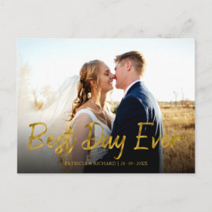 Carte Postale Meilleur Jour jamais Gold Foil Mariage Merci photo