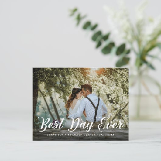 Carte Postale Meilleur jour jamais | Merci photo mariage (Debout devant)