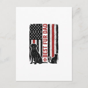 Carte Postale Meilleur Papa à Fourrure Drapeau Vintage T-Shirt D