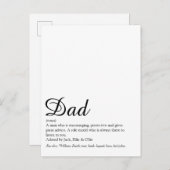 Carte Postale Meilleur Papa, Daddy, Père Définition Script (Devant / Derrière)