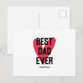 Carte Postale Meilleur Papa Ever Cœur Rose Fête des Pères (Devant / Derrière)