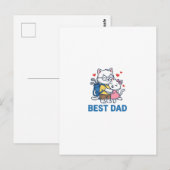 Carte Postale Meilleur Papa Golf Chat Câlin Mignon Design Vector (Devant / Derrière)
