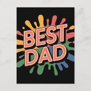 Carte Postale Meilleur Papa Graphique : lettrage rétro pour la f