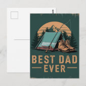 Carte Postale Meilleur Papa Jamais Conception Camping (Devant / Derrière)