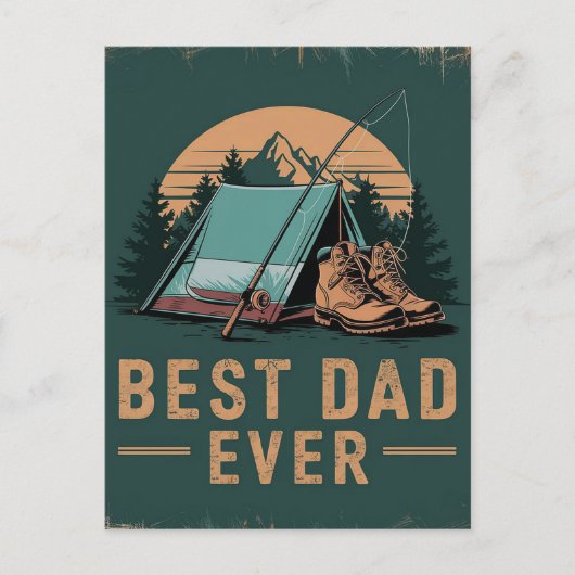 Carte Postale Meilleur Papa Jamais Conception Camping (Devant)