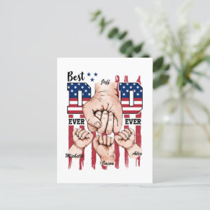 Carte Postale Meilleur Papa Jamais - Fist Bump USA Drapeau - 3 E
