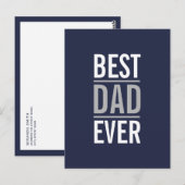Carte Postale Meilleur papa jamais | Marine bleu moderne (Devant / Derrière)