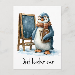 Carte Postale Meilleur Professeur Jamais Conception de Manchot d