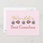 Carte Postale Meilleure grand-mère du monde Rose (Devant / Derrière)