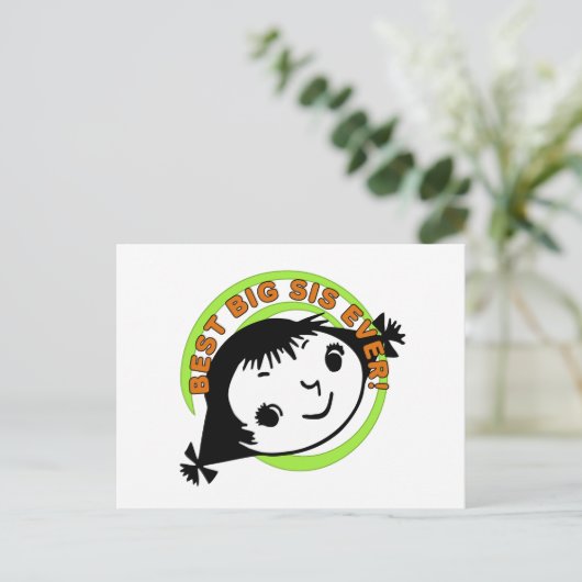 Carte Postale Meilleure grande soeur jamais rétro (Debout devant)