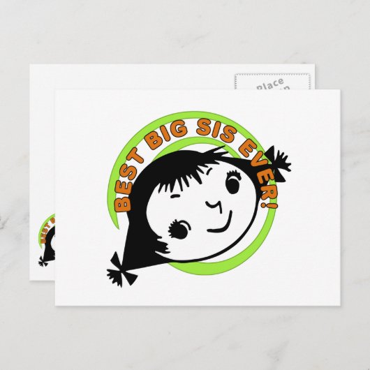 Carte Postale Meilleure grande soeur jamais rétro (Devant / Derrière)