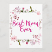 Carte Postale Meilleure Maman de Tous les Temps Fleurs Roses Fêt (Devant)