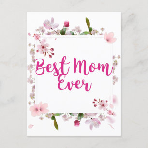 Carte Postale Meilleure Maman Ever Rose Florale Fête des Mères