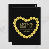 Carte Postale Meilleure Maman Ever Tournesol Cœur Nom Personnali (Devant / Derrière)