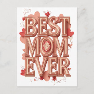 Carte Postale Meilleure Maman Jamais Conception 3D Or   Cadeau d