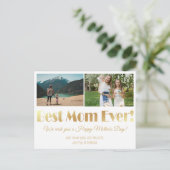 Carte Postale "meilleure maman jamais" or luxe 2 photos collage (Debout devant)