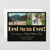 Carte Postale "meilleure maman jamais" or noir 2 photos collage (Devant / Derrière)
