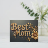 Carte Postale Meilleure Maman Lettre Dorée (Debout devant)