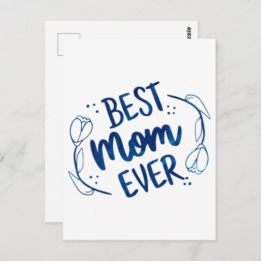 Carte Postale Meilleure Maman Toujours Fête des mères Bleu Flora (Devant / Derrière)