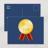 Carte Postale Meilleure médaille Papa Ruban Fête du Père (Devant / Derrière)