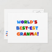 Carte Postale Meilleure Mémé du Monde Couleurs Vives (Devant / Derrière)