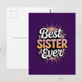 Carte Postale Meilleure Sœur de Tous les Temps (Devant / Derrière)