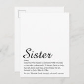 Carte Postale Meilleure Sœur du Monde Définition Écriture Élégan (Devant / Derrière)