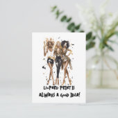 Carte Postale Meilleures copines mode filles en party léopard et (Debout devant)