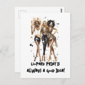 Carte Postale Meilleures copines mode filles en party léopard et (Devant / Derrière)