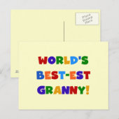 Carte Postale Meilleures couleurs vives de mamie au monde (Devant / Derrière)