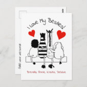 Carte Postale Meilleures salutations d'amis (Devant / Derrière)