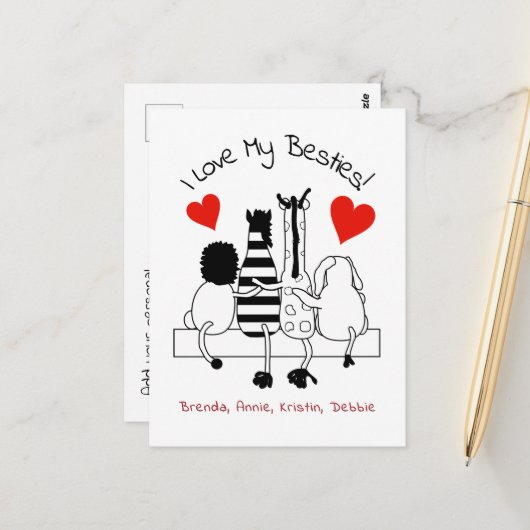 Carte Postale Meilleures salutations d'amis (Devant/Arrière en situation)