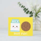 Carte Postale Meilleurs Pals, Lait mignon et Cookies (Debout devant)