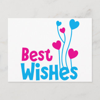 Carte Postale MEILLEURS SOUHAITS avec des ballons coeur d'amour